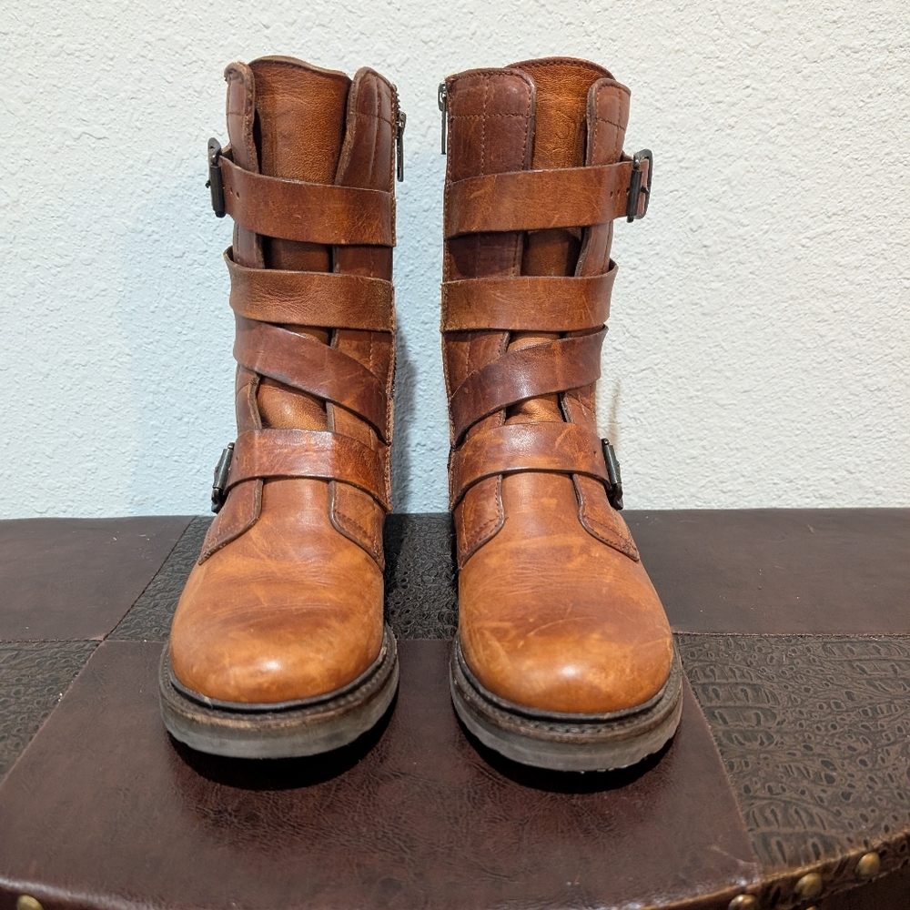 FRYE Veronica Tanker Combat Boot Brown Sz 8B - Picture 6 of 16